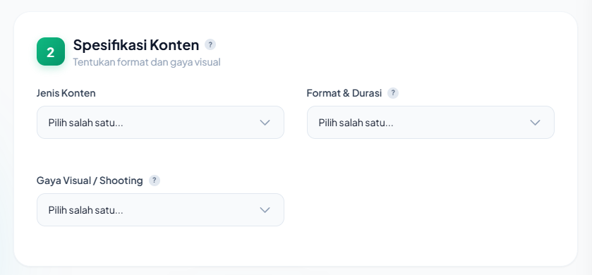 Step 2 — Spesifikasi konten